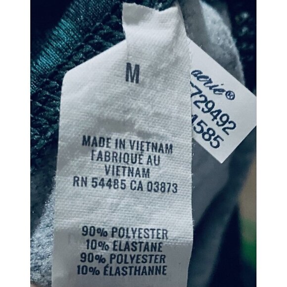 Aerie Womens Medium Leggings Green Braided Print Yellow Stripe Stretch Yoga - Picture 7 of 9